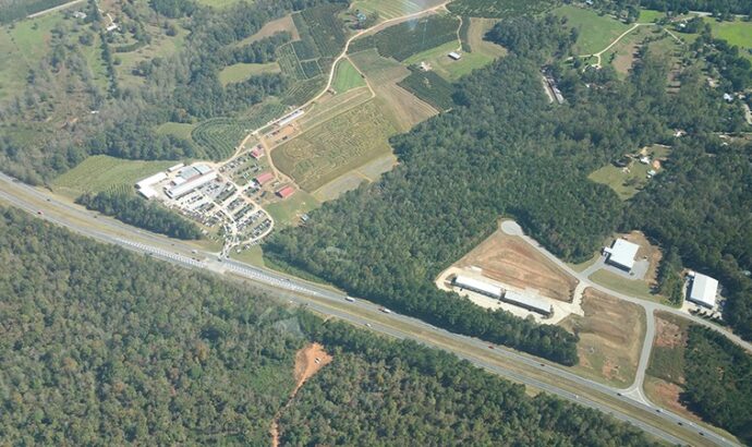 Aerial photo of Jaemor's first corn maze