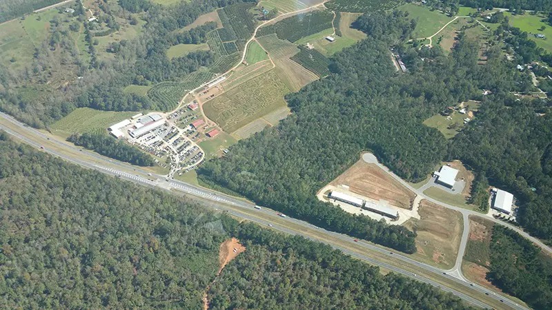Aerial photo of Jaemor's first corn maze