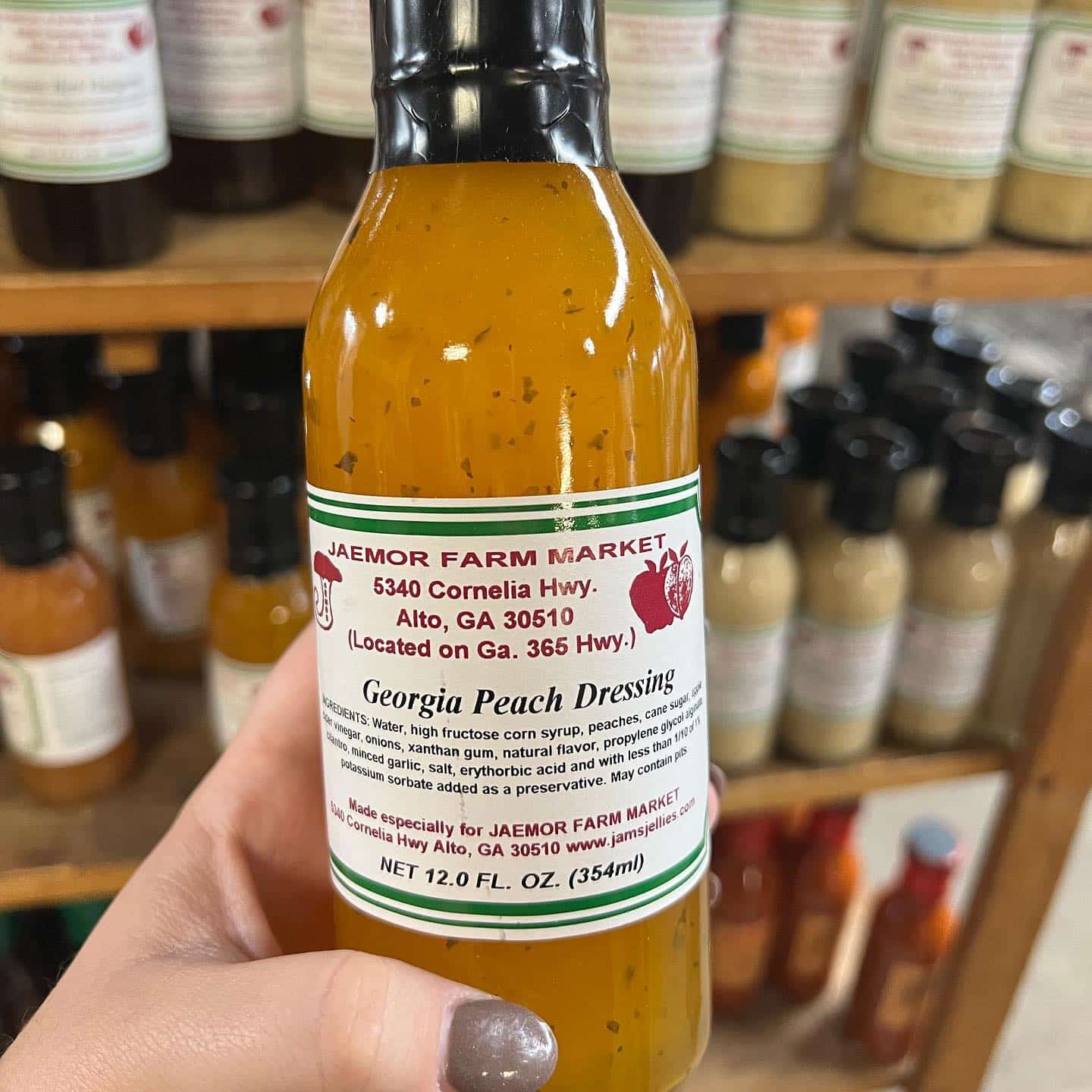 Georgia peach salad dressing from the market at Jaemor Farms