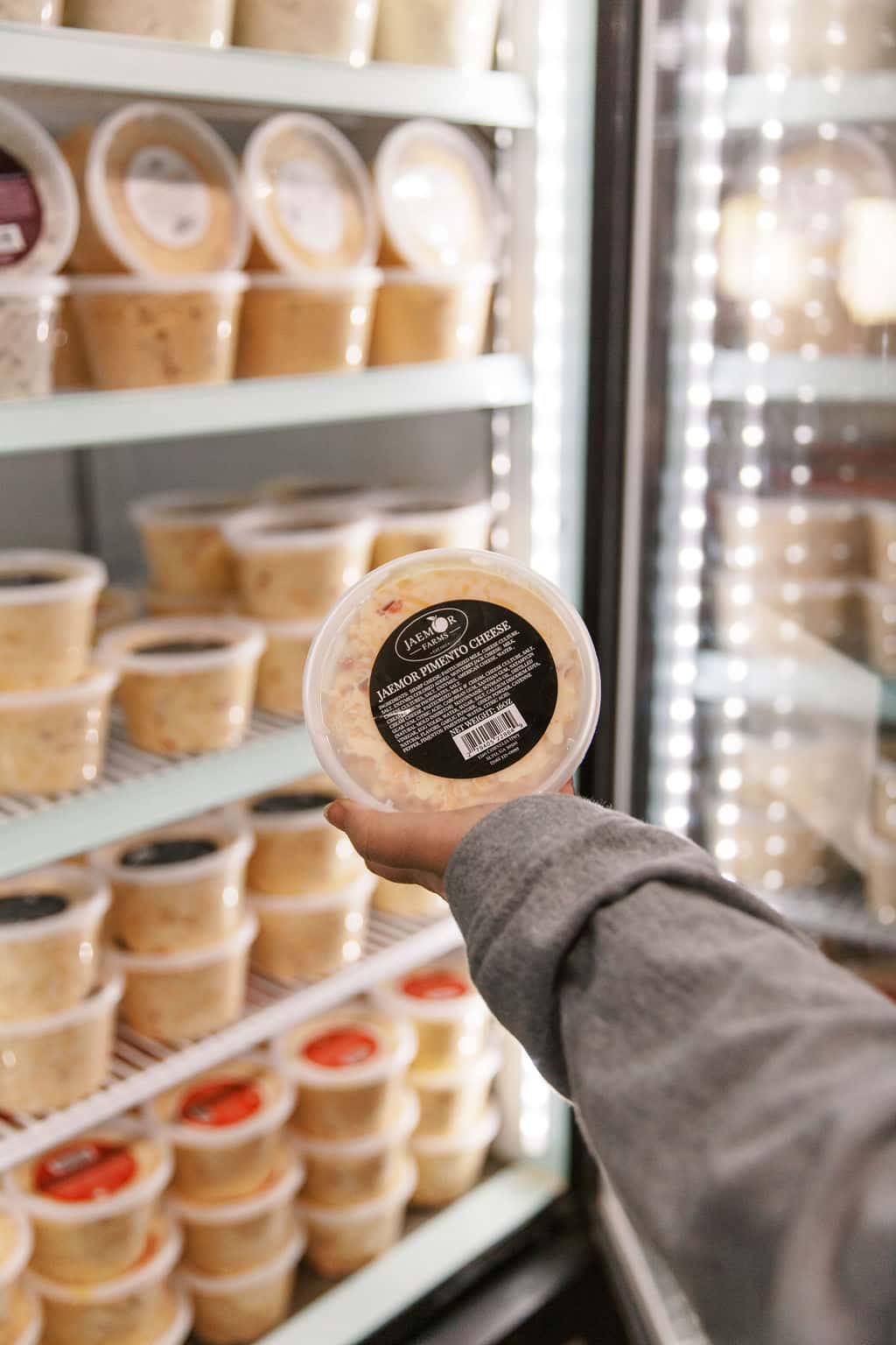 to-go pimento cheese container from the market at Jaemor Farms