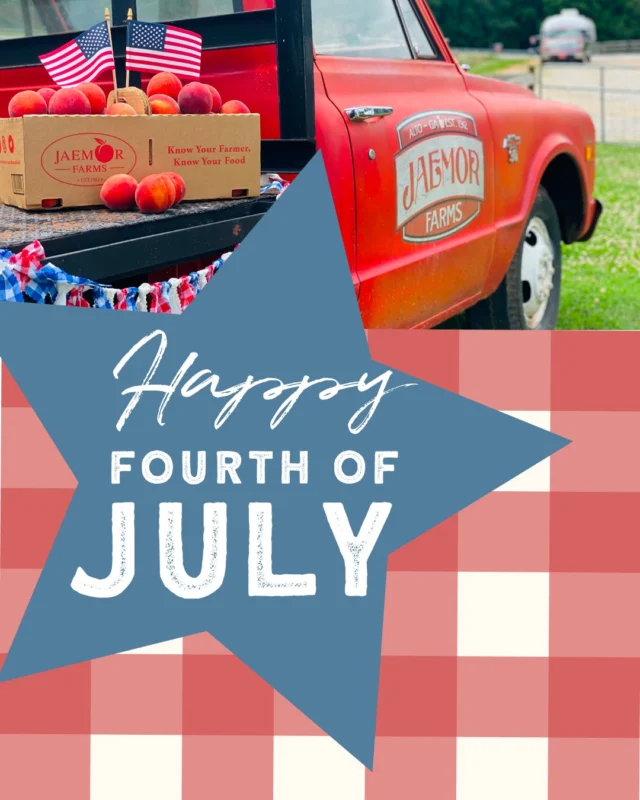 Happy Fourth of July from our family at Jaemor Farms 🇺🇸 Whether you're stopping by the market for holiday essentials or planning a full day on the farm with us, we can't wait to see you this weekend!⠀
⠀
*U-Pick and the Eatery will close at 2 p.m. and the market will close at 4 p.m. today. Regular hours will resume tomorrow - Saturday, July 5th.
